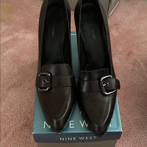 Nine West Chocolate Buckle Heels